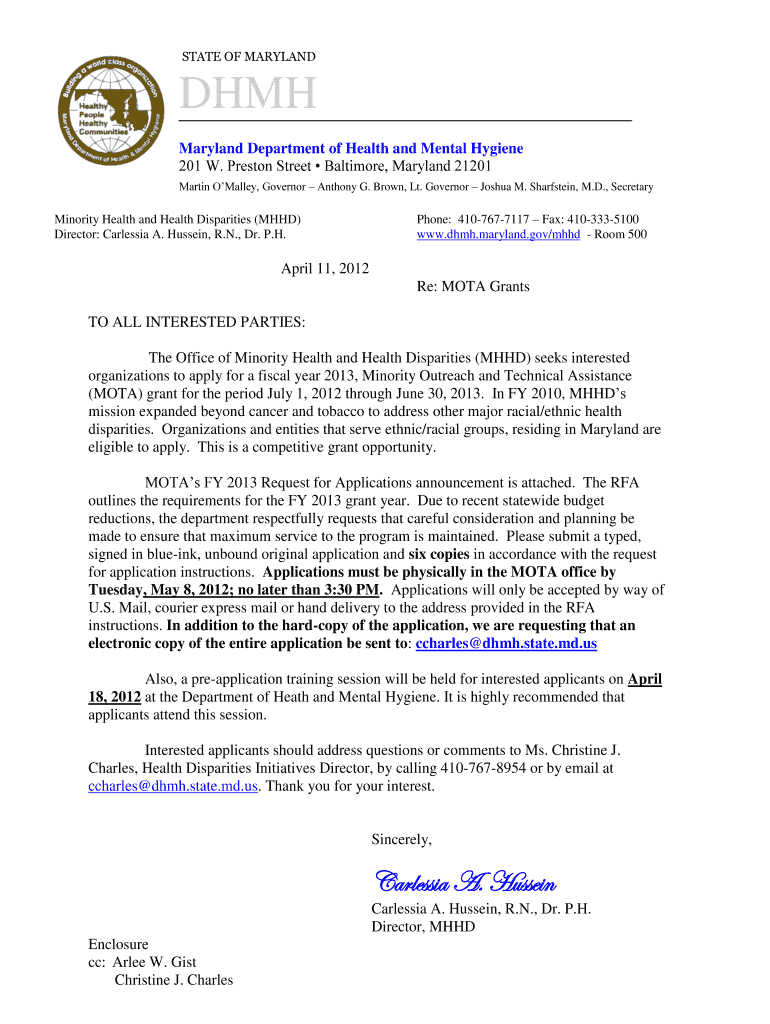 Ccsc12-14--att mota rfp - FHA - Maryland - fha dhmh maryland Preview on Page 1