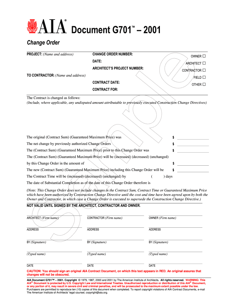 Aia Change Order Form Fill Online Printable Fillable Blank Pdffiller
