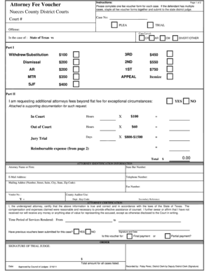 Texas Attorney Fee Voucher