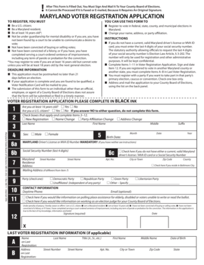 Maryland Voter Registration Application