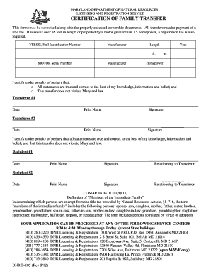 Maryland Vessel Transfer Certification