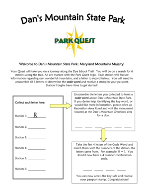 Dan’s Mountain State Park Quest Form