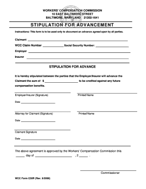 Maryland Stipulation for Advancement