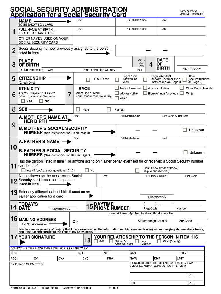 social security replacement card form