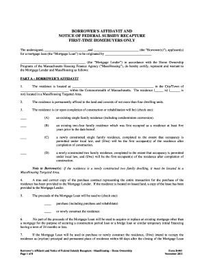 Borrower's Affidavit and Notice of Federal Subsidy Recapture