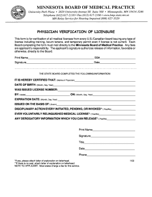Physician Verification of Licensure