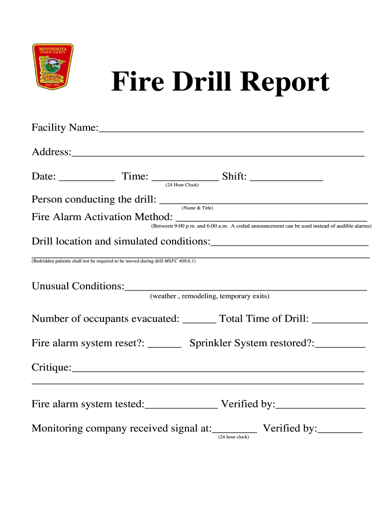 Fire Drill Report Template Word - Fill Online, Printable, Fillable Inside Emergency Drill Report Template