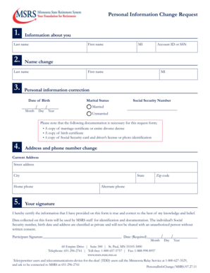 Personal Information Change Request Form