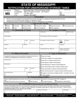 Mississippi Underground Storage Tank Notification Form