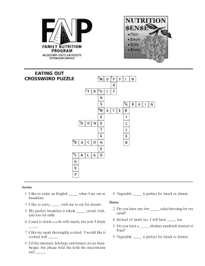 Eating Out Crossword Puzzle