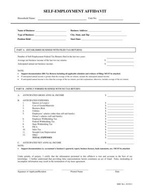 Self-Employment Affidavit