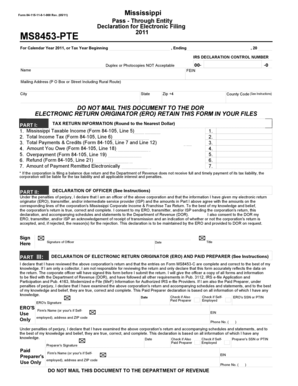 Mississippi Pass-Through Entity Declaration