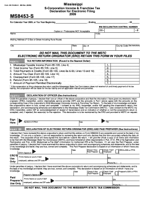 Mississippi S-Corporation Income Tax Declaration