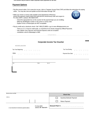 Mississippi Corporate Income Tax Voucher