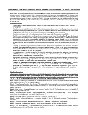 Mississippi Amended Individual Income Tax Return