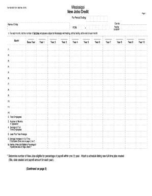 Mississippi New Jobs Credit Form 83-450-10-8-1-000