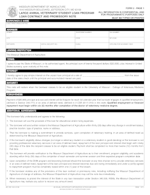LARGE ANIMAL VETERINARY STUDENT LOAN PROGRAM LOAN CONTRACT AND PROMISSORY NOTE