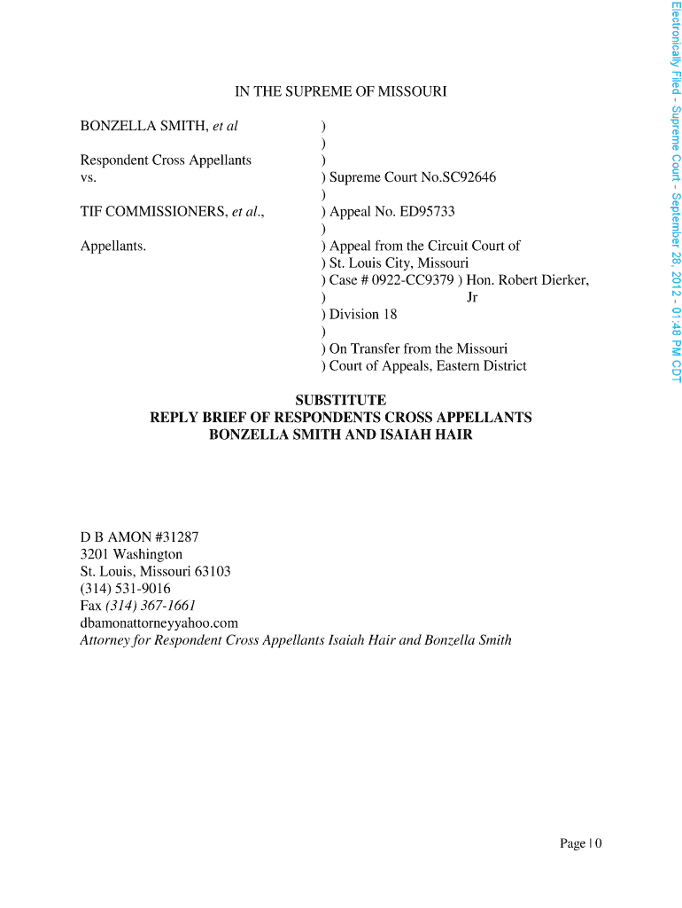 IN THE SUPREME OF MISSOURI BONZELLA SMITH, et al Preview on Page 1