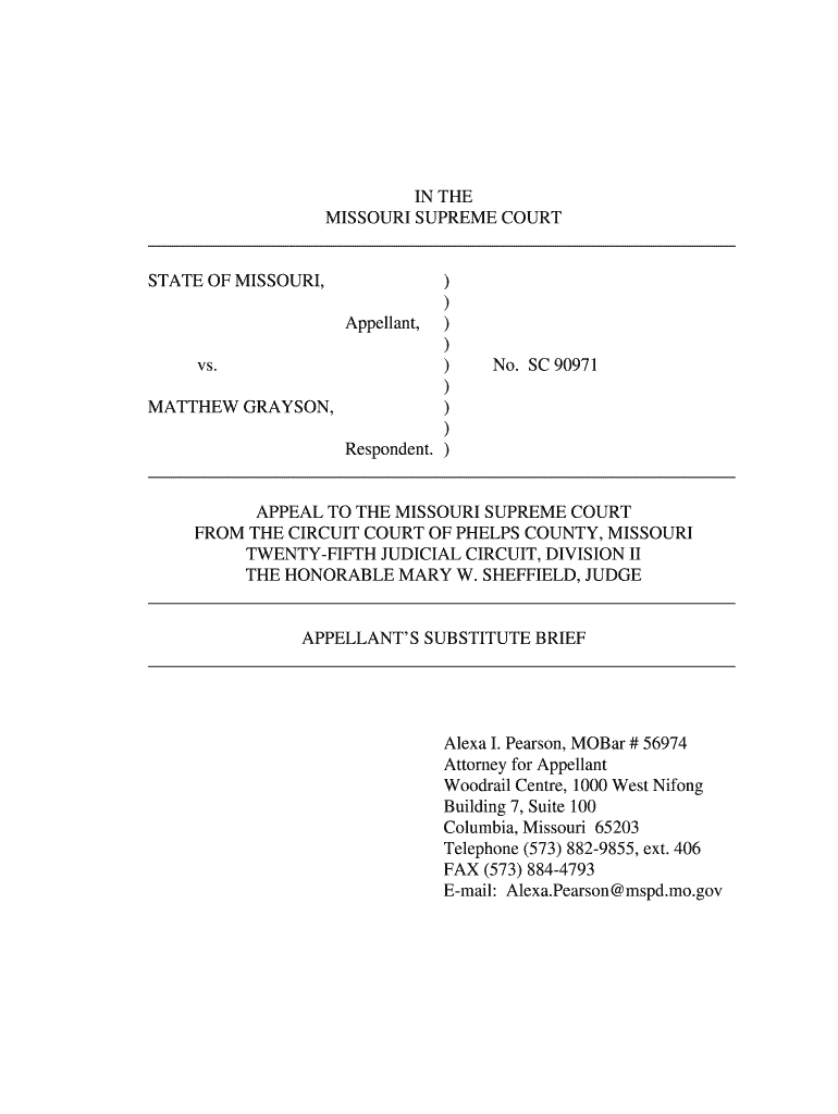 IN THE MISSOURI SUPREME COURT STATE OF MISSOURI Preview on Page 1