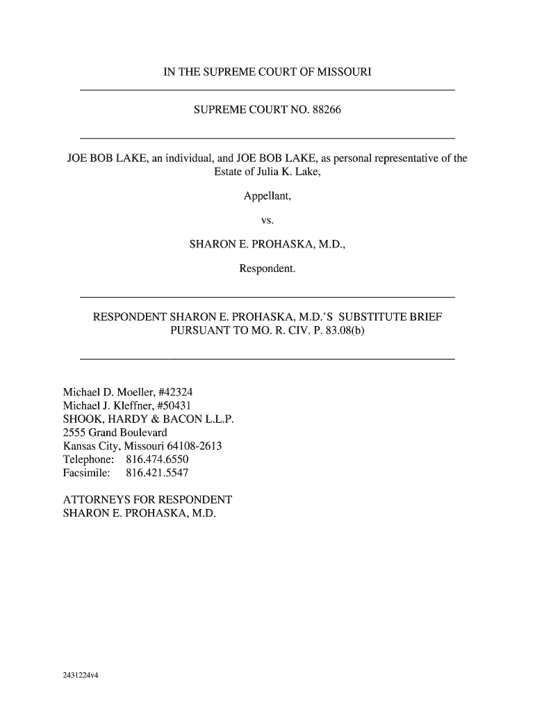 IN THE SUPREME COURT OF MISSOURI SUPREME COURT NO Preview on Page 1