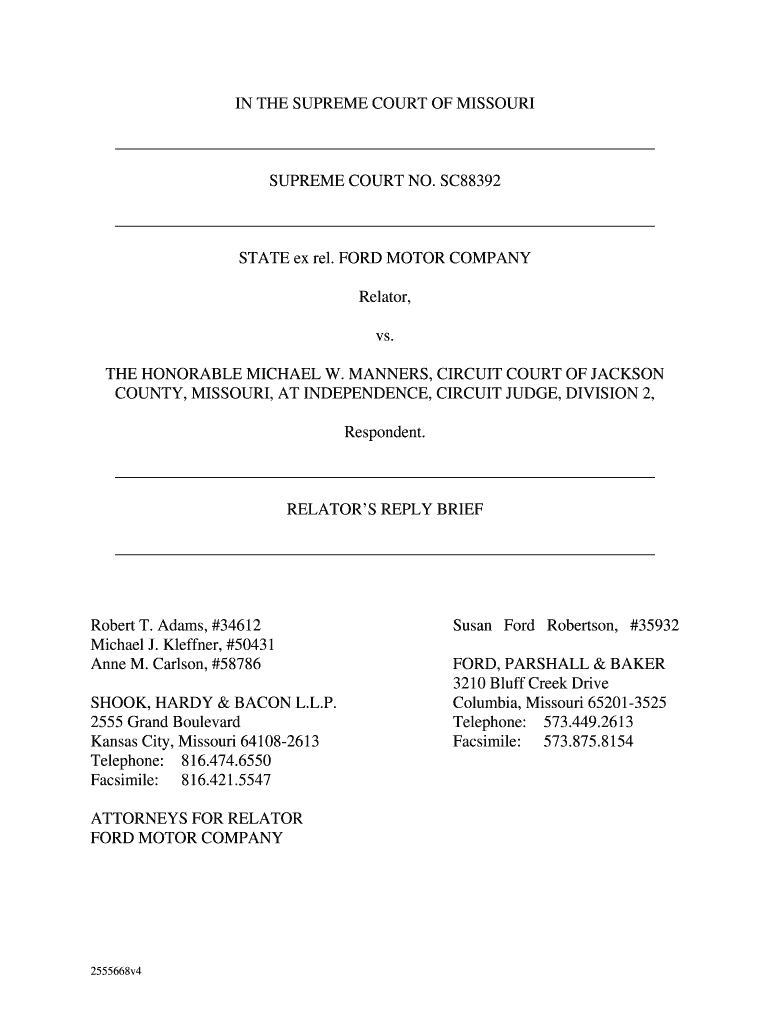 IN THE SUPREME COURT OF MISSOURI SUPREME COURT NO Preview on Page 1