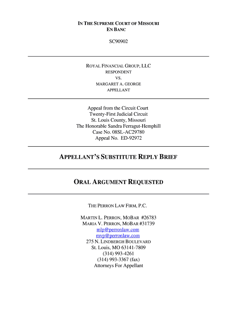 Appellant's substitute reply brief oral argument requested - courts mo Preview on Page 1