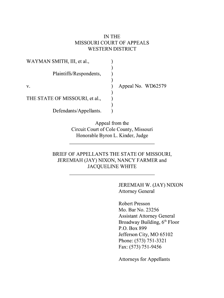 Fillable Online courts mo IN THE MISSOURI COURT OF APPEALS Fillable Online courts mo IN THE MISSOURI COURT OF APPEALS