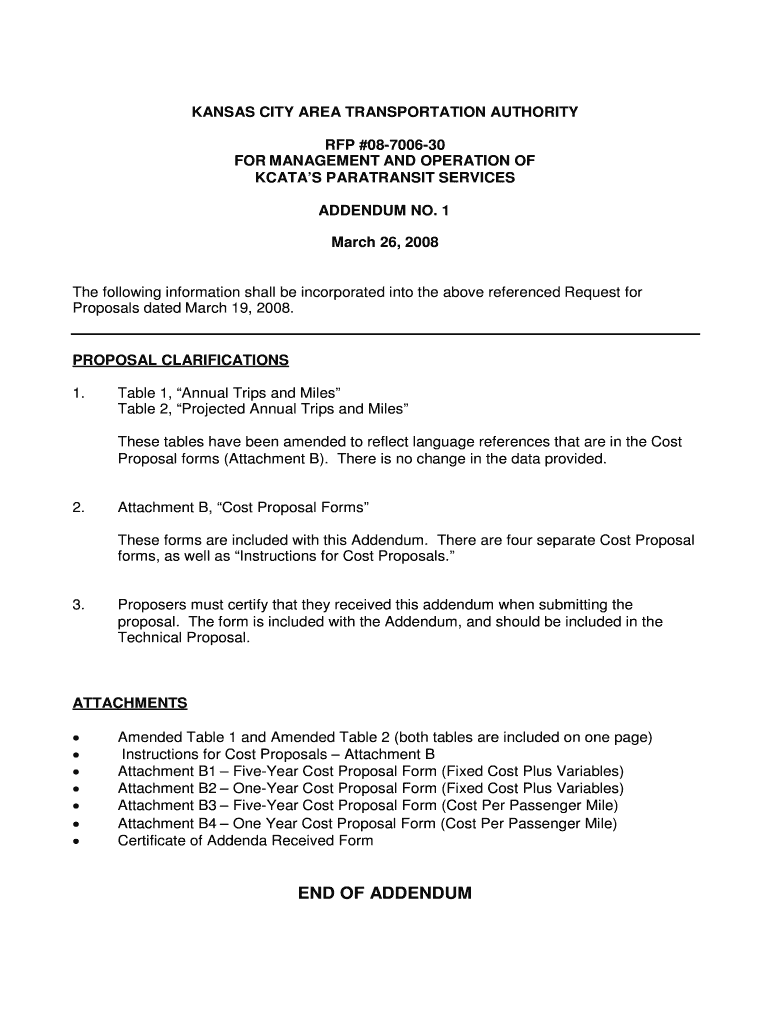 3 0 ADDENDUM # 1 - Kansas City Transportation Authority Preview on Page 1