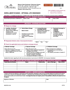 Missouri State Employees’ Life Insurance Enrollment Form