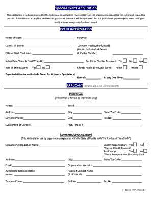 Florida Special Event Application