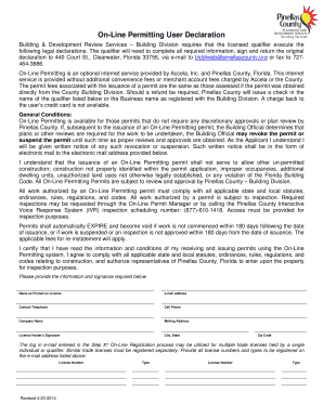 Pinellas County Online Permitting User Declaration