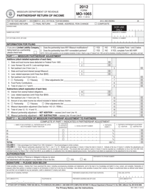 Missouri Partnership Return of Income MO-1065
