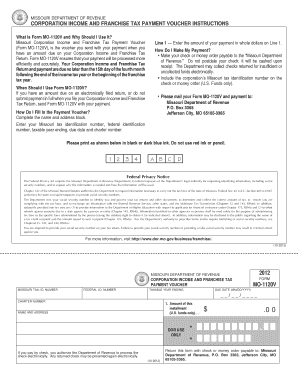 Missouri Corporation Income and Franchise Tax Payment Voucher
