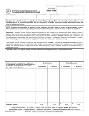 Missouri Nonbusiness Income Schedule