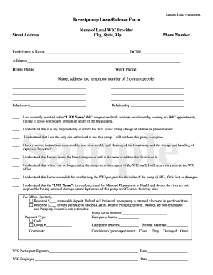 Breastpump Loan/Release Form - Missouri Department of Health ... - health mo