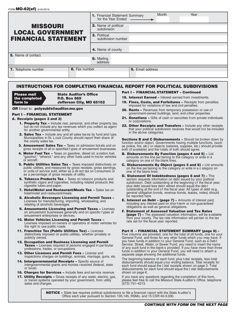 missouri mo 62 financial Preview on Page 1