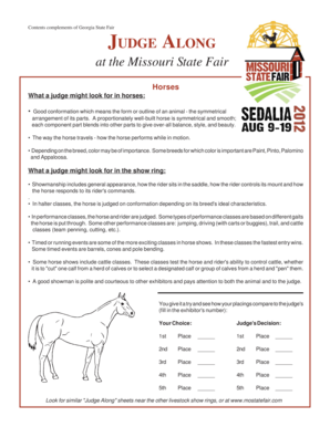 Missouri State Fair Horse Judging Form