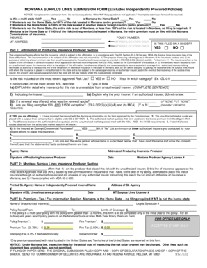 Montana Surplus Lines Submission Form