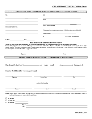Child Support Verification Form