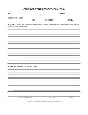 Offender/Staff Request Form