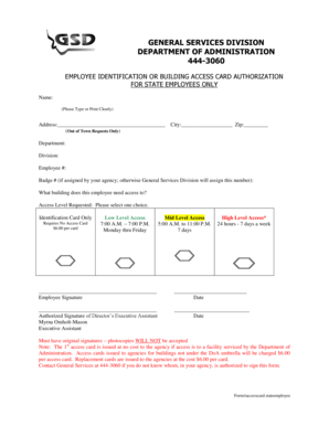 State Employee Building Access Card Authorization
