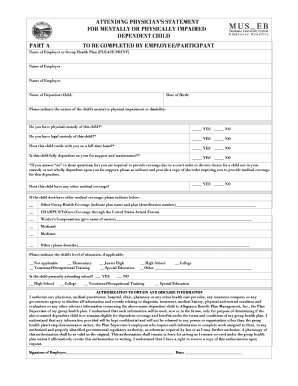 Attending Physician's Statement for Dependent Child