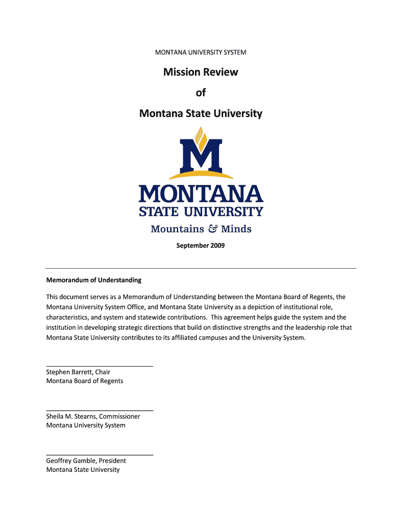 Mission Review of Montana State University Preview on Page 1