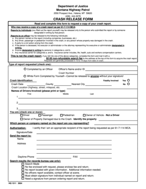 Montana Crash Report Request Form