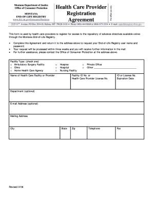 Montana End-of-Life Registry Agreement