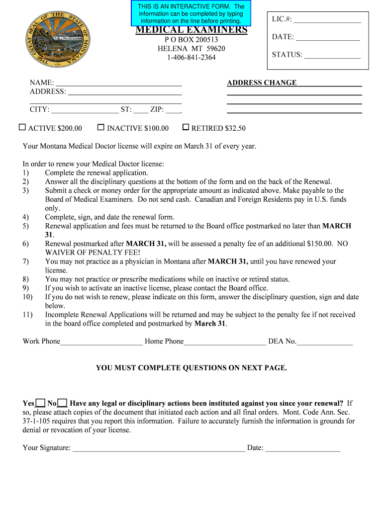 Your Montana andF TYPE license will expire on - Montana DLI Preview on Page 1