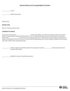 Statement of purpose samples - Decision Phase Form D: Sample Ballot for Election - Montana State ... - msl mt