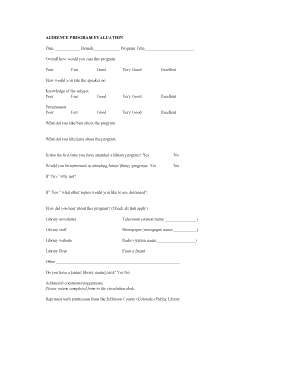 audience feedback form