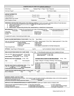 Diabetes Health Care Plan