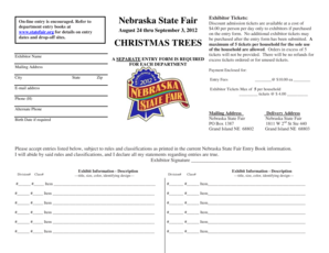 Nebraska State Fair Exhibitor Tickets Form